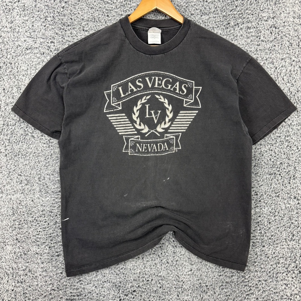 Vintage 90s Las Vegas Nevada Shirt Adult 2XL Black Hanes Beefy-T Graphic Tee USA